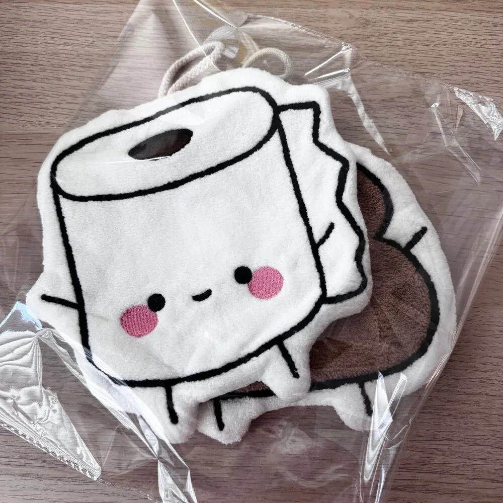 Cute Kawaii Cartoon Bathroom Hand Towels Set of 2 Plush Poop & Toilet Paper